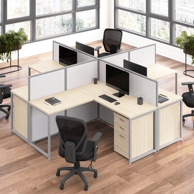 Bush Business Furniture Easy Office 45H x 60W L-Shaped Cubicle Panel Workstation, Natural Elm (EOD