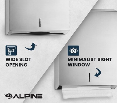Alpine Industries Centerpull Paper Towel Dispenser, Stainless Steel, 2/Pack (480-2PK)