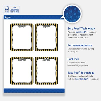 Avery Rectangle Laser/Inkjet Multipurpose Labels, 4" x 3-1/3", White, 40/Pack (19479370948)