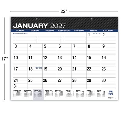 2026-2027 Excello Brands Large Print 22" x 17" Academic Monthly Desk Pad Calendar, Black (DP-AY26-2217-BK)