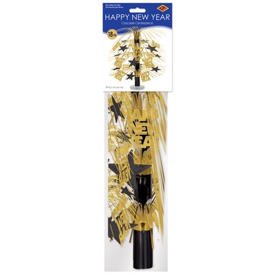 Beistle Cascade New Year's Centerpiece, Black/Gold, 2/Pack (80808-BKGD)