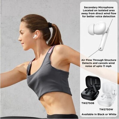 Morpheus 360 Nemesis Wireless Active Noise Canceling Earbuds, Bluetooth, White (TW2750W)