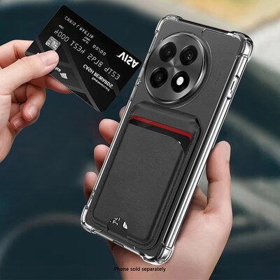 SaharaCase Venture Series MagSafe Wallet Case for OnePlus 13R, Shock Absorbing, Clear/Scorpion Black (CP00803)