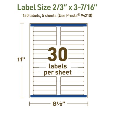 Avery Dissolvable Rectangle Multipurpose Labels, 2/3" x 3-7/16", Off-white, 150/Pack (94210)