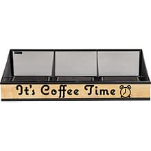 Mind Reader Network Collection 3-Compartment Wire Mesh Coffee Station, Black/Light Wood (COFFEETIME-