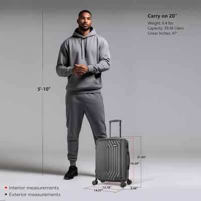 DUKAP Stratos 20" Hardside Carry-On Suitcase, 4-Wheeled Spinner, TSA Checkpoint Friendly, Black (DKSTR00S-BLK)