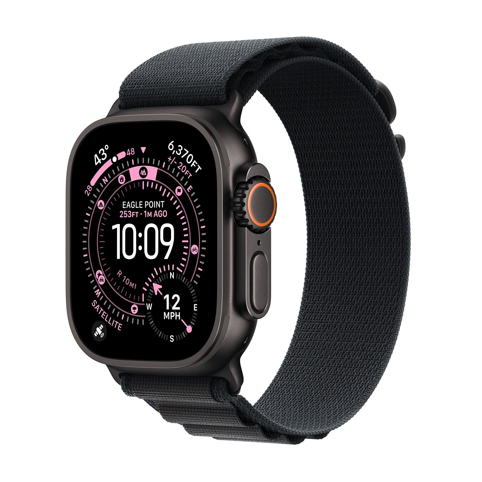 Apple Watch Ultra 3 GPS + Cellular Smartwatch, 49mm, Black Titanium Case with Black Alpine Loop, Medium (MF0V4LW/A)