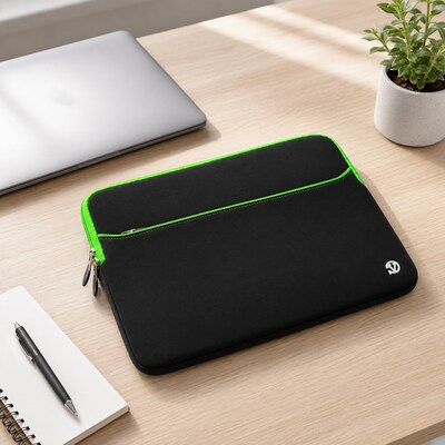 Vangoddy 15" Laptop Sleeve, Black/Green (NBKLEA224)