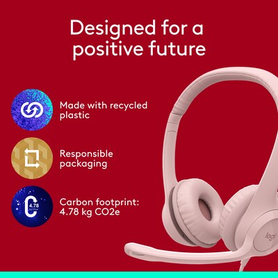 Logitech H390 USB-A Stereo Phone & Computer Headset, Rose (981-001280)