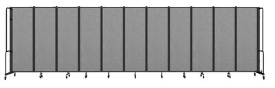 National Public Seating Robo Series 11-Panel Folding Mobile Room Divider, 72"H x 256"W, Grey Fabric (RDB6-11PT02)