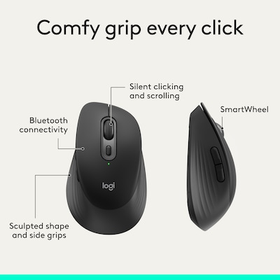 Logitech Signature Comfort M840 L Wireless Ergonomic Optical Mouse, Black (910-007714)