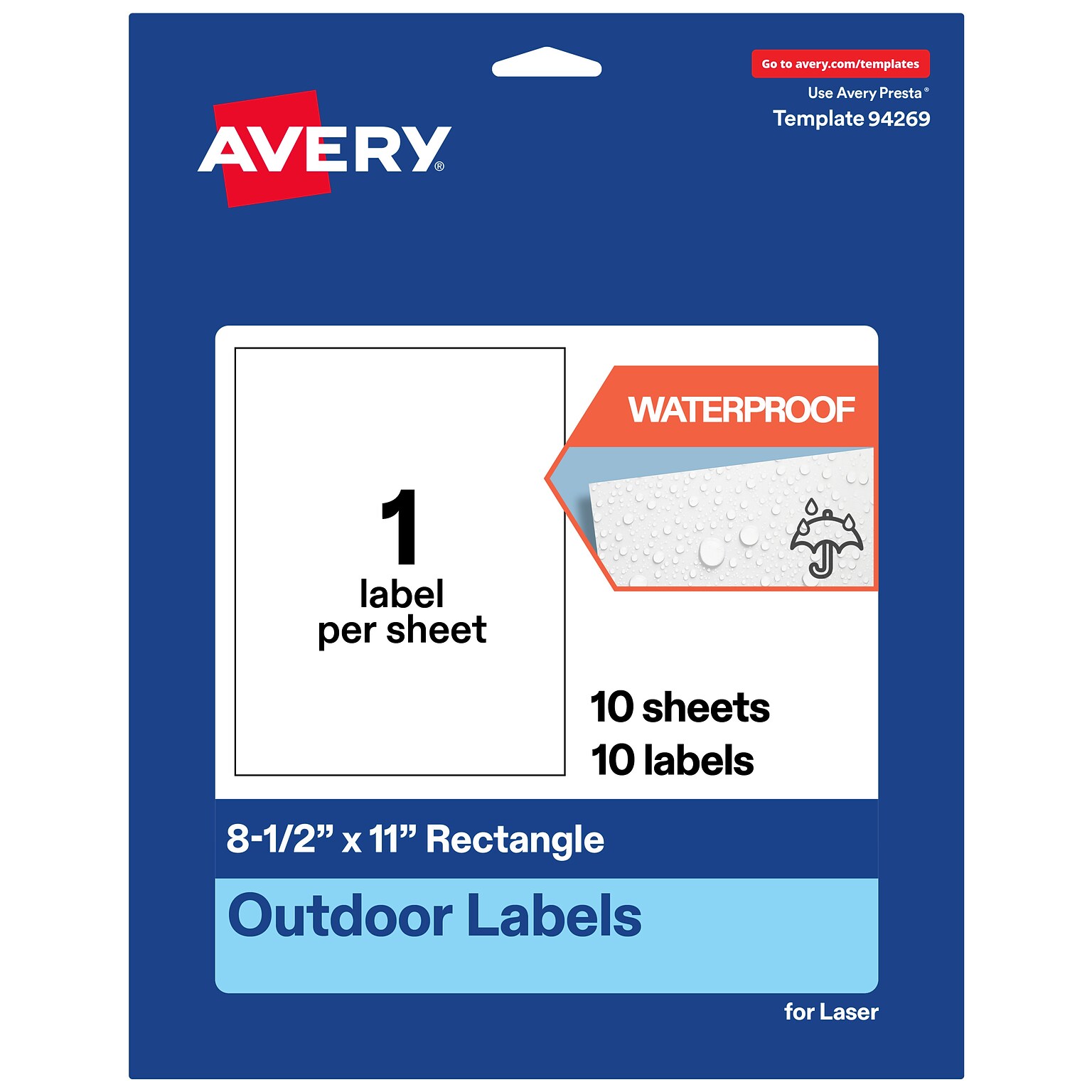 Avery Rectangle Laser Multipurpose Labels, 8.5 x 11, White, 10/Pack (19479399388)