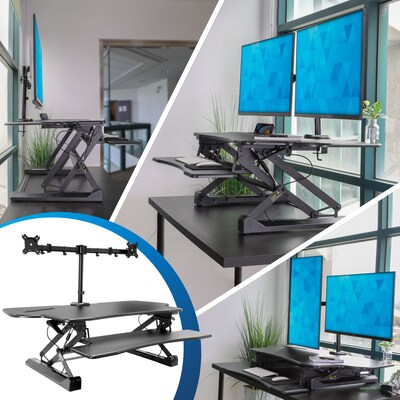 Mount-It! 47" W Manual Adjustable Standing Desk Converter with Dual Monitor Mount, Black (MI-8052)