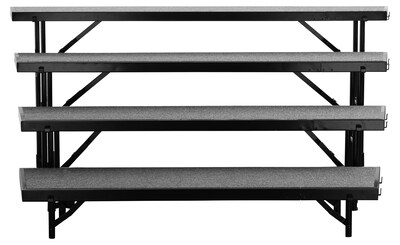 NPS 4-Level Tapered Standing Choral Riser, 72W x 60”-78”L x 32H, Grey Carpet (RT4LC02)