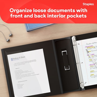 Staples 3" 3-Ring Better Binder, D-Ring, Black (ST55888-CC)