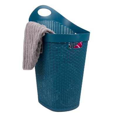 Mind Reader Basket Collection 15.85-Gallon Rolling Laundry Hamper, Plastic, Blue (60HWHEEL-BLU)