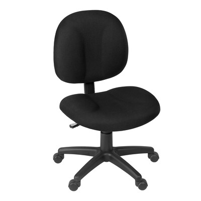 Regency Comfort Series Armless Ergonomic Fabric Swivel Task Chair, Black (105-BK)