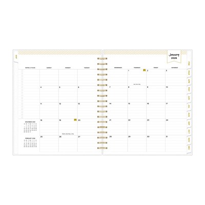 2026 Blue Sky Day Designer 10" x 8" Weekly & Monthly Personal Organizer, Plastic Cover, Rugby Stripe Black (154640)