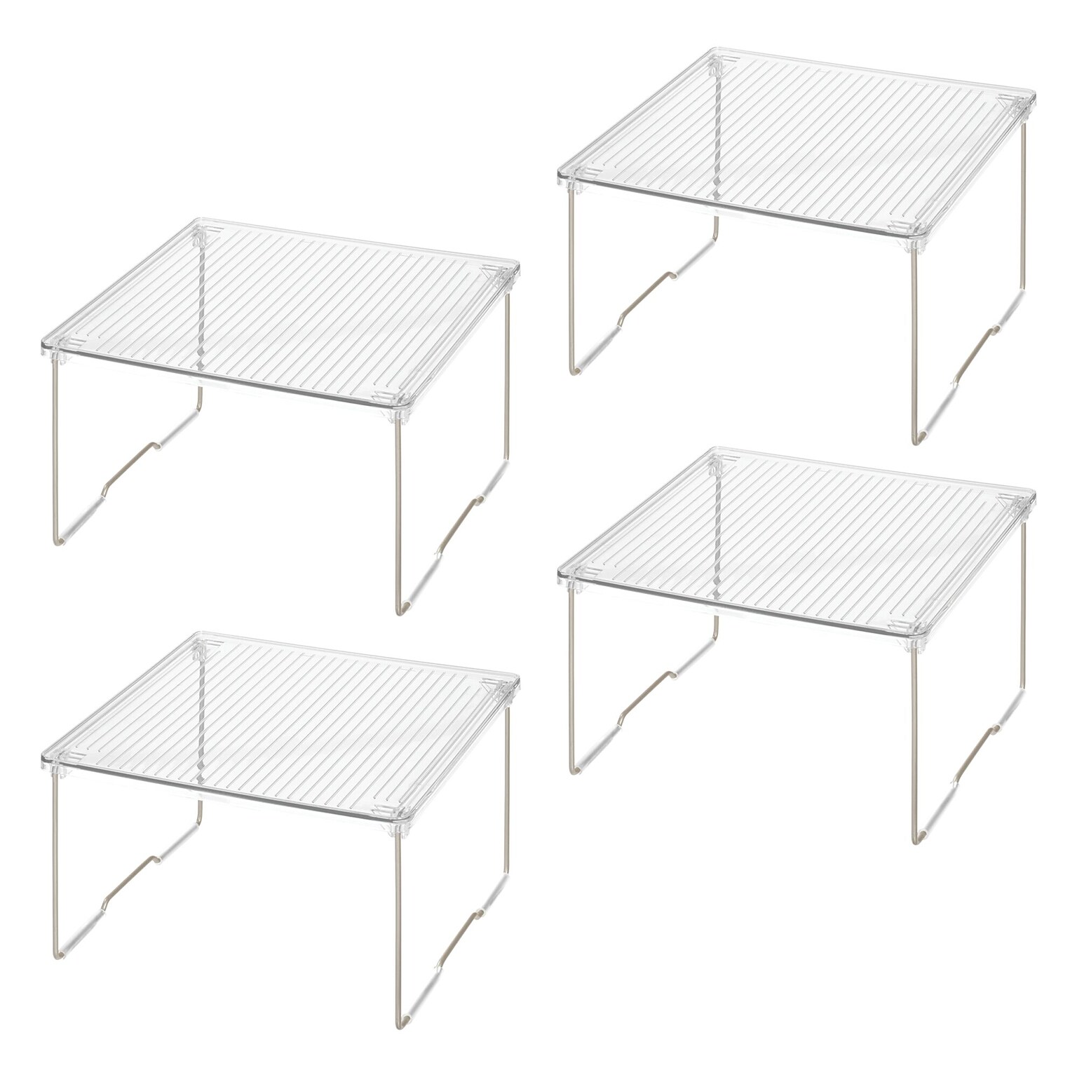 iDESIGN Stackable Cabinet Shelf Riser, Clear, 4/Pack (28988M2)