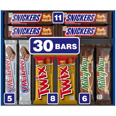 Mars Variety Pack SNICKERS, TWIX, 3 MUSKETEERS & MILKY WAY Milk Chocolate Candy Bar, 55 oz., 30 (220