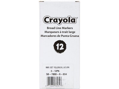 Crayola Kids' Marker, Conical Tip, Yellow, 12/Pack, 6 Packs/Carton (58-7800-034CT)