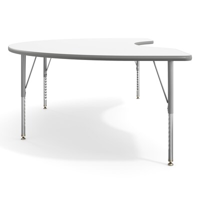 Flash Furniture Wren Kidney Activity Table, 96" x 48", Height Adjustable, White Top/Silver Frame (XUA4896KDWHTP)