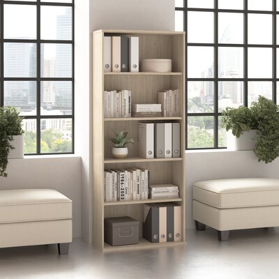 Bush Business Furniture Hustle Tall 5 Shelf Bookcase, Natural Elm (HUB230NE)