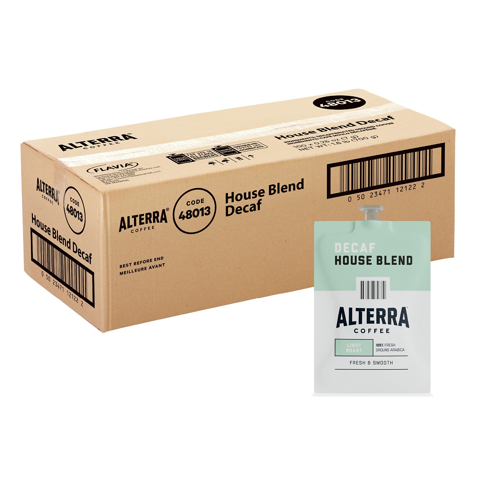 Alterra House Blend Decaf Coffee Flavia Freshpacks, Light Roast, 100/Carton (MDRA187)