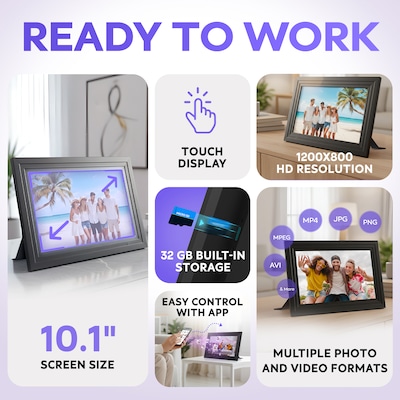 iFab F75 10.1" Touchscreen Wi-Fi Digital Photo Frame, 32GB, Black (IPF75PBK)