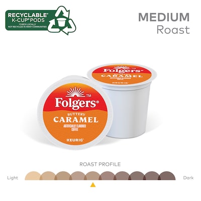 Folgers Buttery Caramel Coffee, Medium Roast, 0.31 oz. Keurig® K-Cup® Pods, 24/Box (6680)
