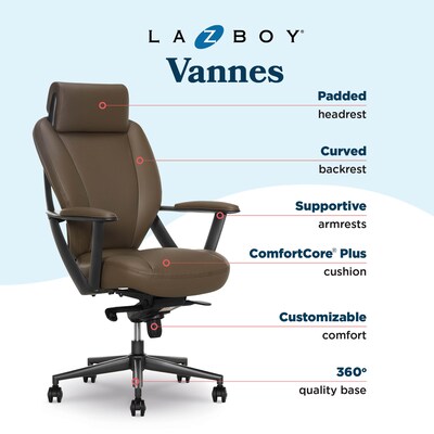 La-Z-Boy Vannes Ergonomic Polyurethane Swivel Executive Chair, Brown (60101-BRN)