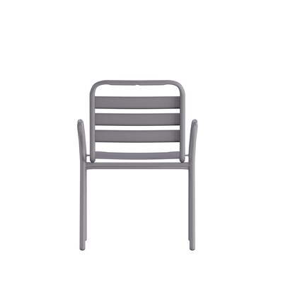 Flash Furniture Lila Indoor-Outdoor Restaurant Stack Chair, Silver (TLH018C)