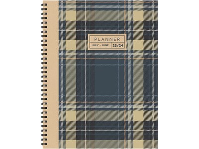 2023-2024 TF Publishing Tartan 9 x 11 Academic Weekly & Monthly Planner, Paperboard Cover, Kraft/Blue (AY24-9706)