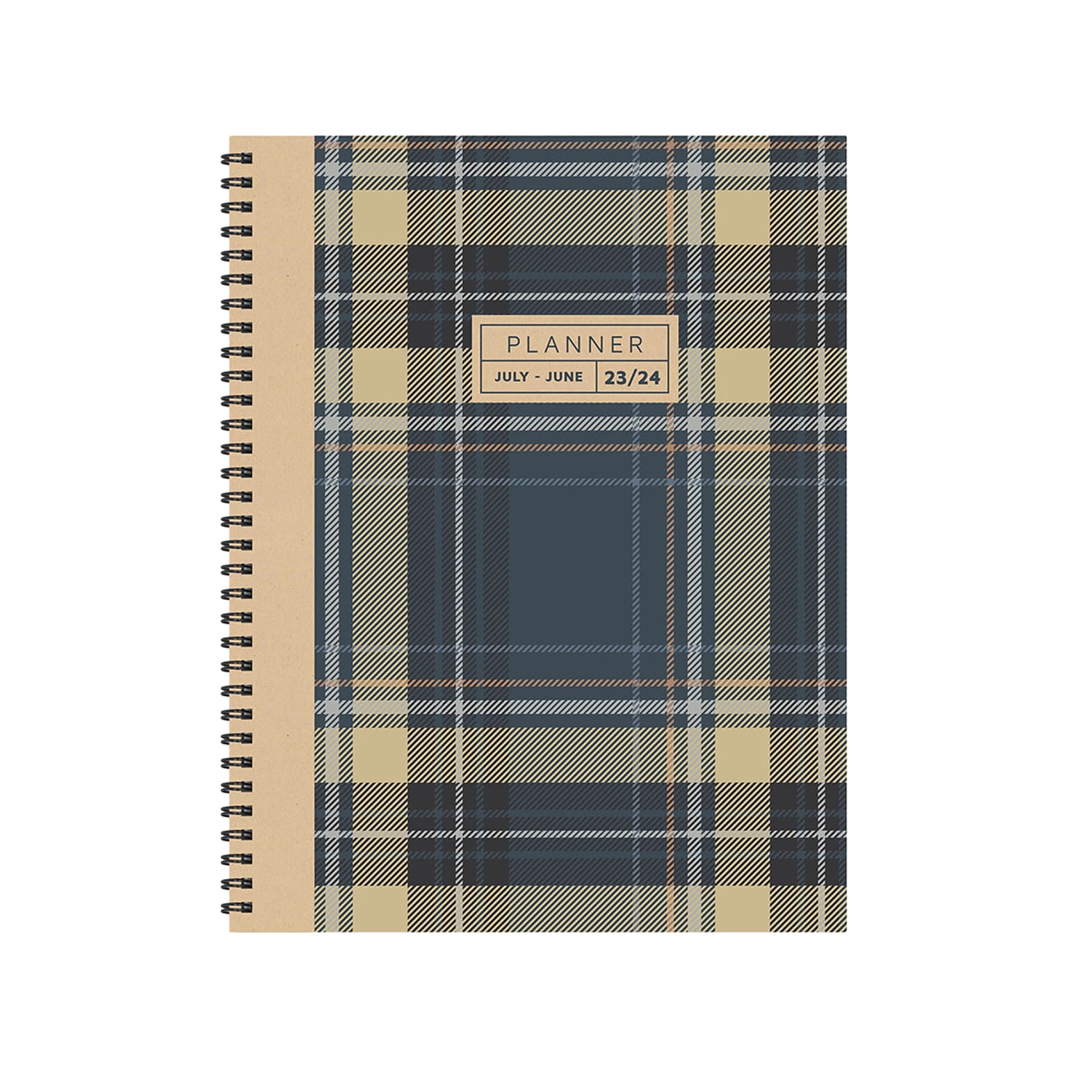 2023-2024 TF Publishing Tartan 9 x 11 Academic Weekly & Monthly Planner, Paperboard Cover, Kraft/Blue (AY24-9706)