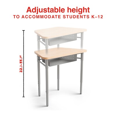 Staples 30.9"W Trapezoidal Student Desk, Gray/Brown (ST63539)