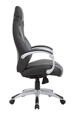 Boss Office Products Ergonomic Vinyl Swivel Executive Chair, Black/Grey (B8871-BKGY)