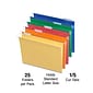 Staples® Heavy Duty Bright Colored Hanging File Folders, 1/5-Cut Tab, Letter Size, Assorted Colors, 25/Box (ST875411-CC)