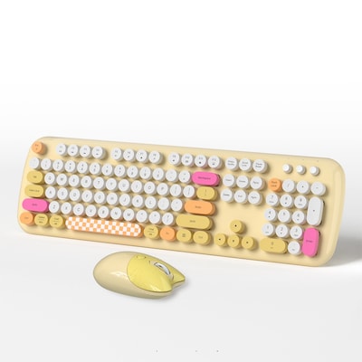 SaharaCase Wireless Ergonomic Keyboard and Laser Mouse Combo, Yellow (KB13)