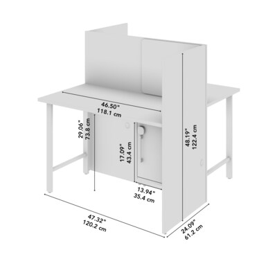 Bush Business Furniture Hustle 48"W 2 Person Back to Back Cubicle Panel Workstation, White/Platinum Gray (HUS031WHPG)