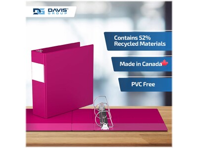 Davis Group Premium Economy 3" 3-Ring Non-View Binders, D-Ring, Pink, 6/Pack (2305-43-06)