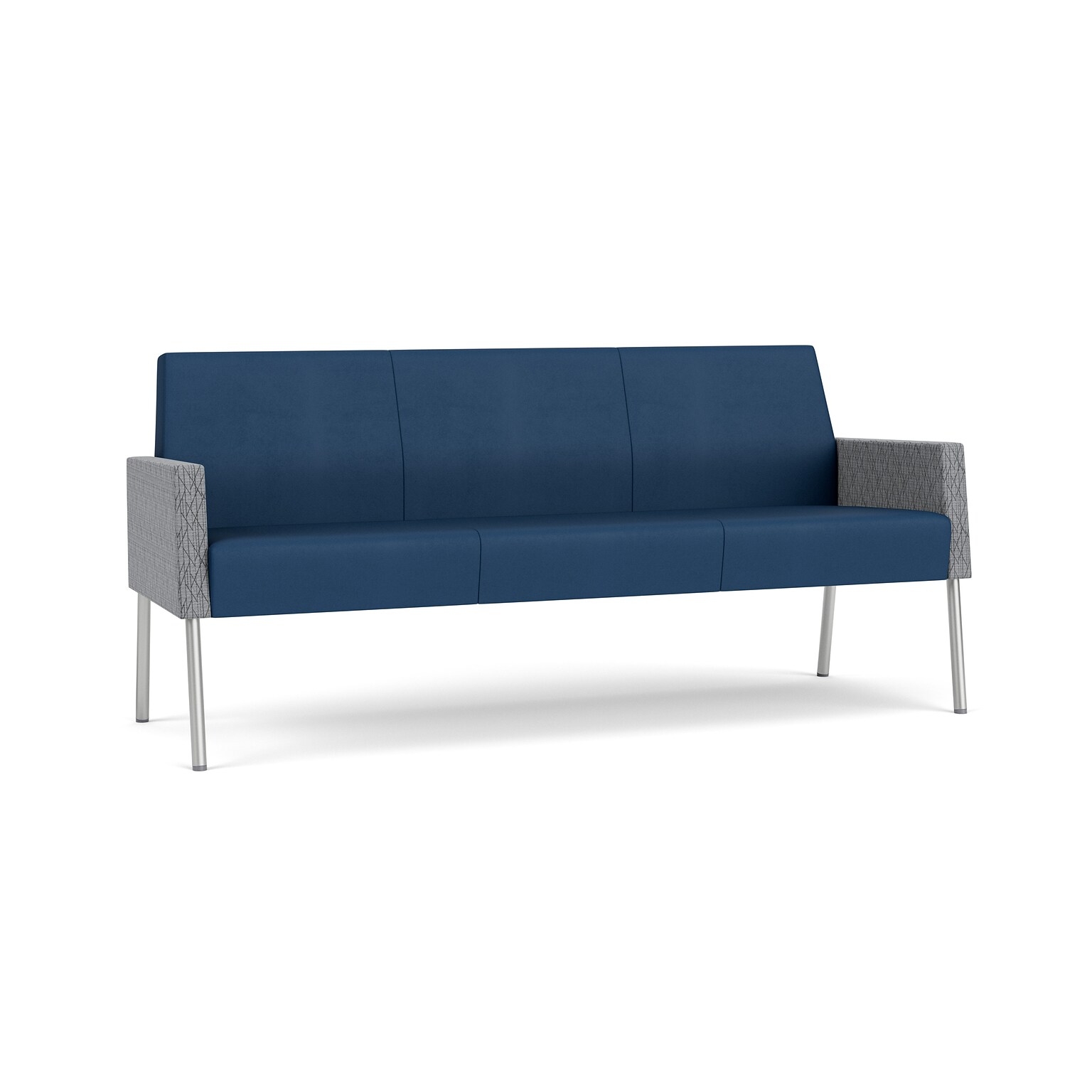 Lesro Mystic Lounge 73.5W Vinyl Sofa, Patriot Plus Blue Ridge/Adler Gray Flannel/Silver (ML1601.SSV-02PPBR.03PPBR.04ADGF)
