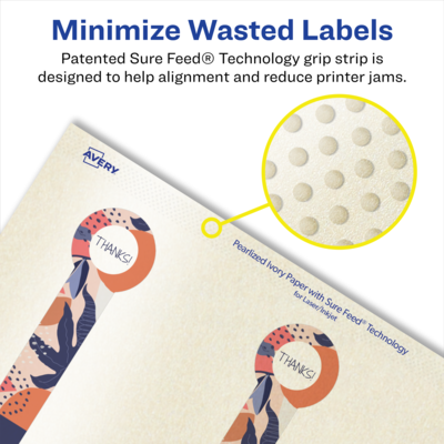 Avery Pearlized Ivory Decorative Edge Multipurpose Labels, 1" x 4", Ivory, 200/Pack (94115)