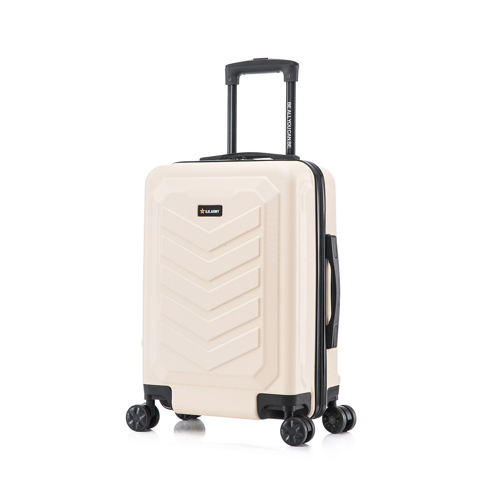 US Army FOX 20 Hardside Carry-On Suitcase, 4-Wheeled Spinner, TSA Checkpoint Friendly, Sand (USLFOX00S-SAN)