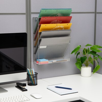 Mind Reader 5-Pocket Metal Mesh Mountable Wall File, Letter Size, Silver (MAGSTACK-SIL)
