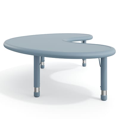 Flash Furniture Wren Half Moon Activity Table, 35" x 65", Height Adjustable, Dusty Blue (YUYCX042MOONDTB)