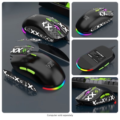 SaharaCase Wired Gaming Keyboard & Mouse Combo, Black/Green (KB31)