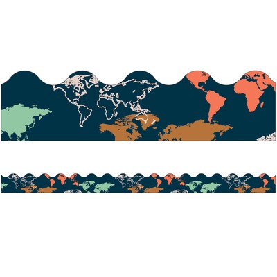Carson Dellosa Education Scalloped Border, 3x 3, Lets Explore World Map, 6/Bundle (CD-108481-6)