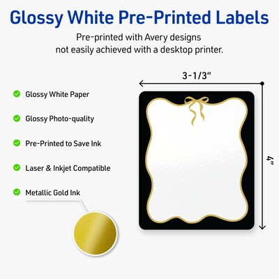 Avery Rectangle Laser/Inkjet Multipurpose Labels, 4 x 3-1/3, White, 40/Pack (19479370857)