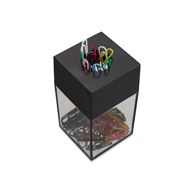 Magnetic Paper Clip Dispenser, Clear/Black (10590)