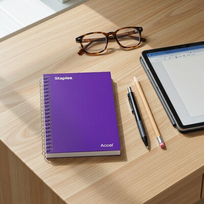 Staples Premium 1-Subject Notebook, 3.5" x 5.5", College Ruled, 200 Sheets, Purple (ST58290D)